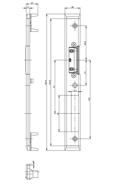 Čelní lišta pro elektrické otvírače řady ET8
